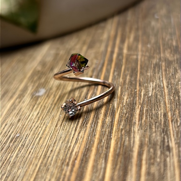Rose gold adjustable 2 Stone Ring nwt - Picture 3 of 7